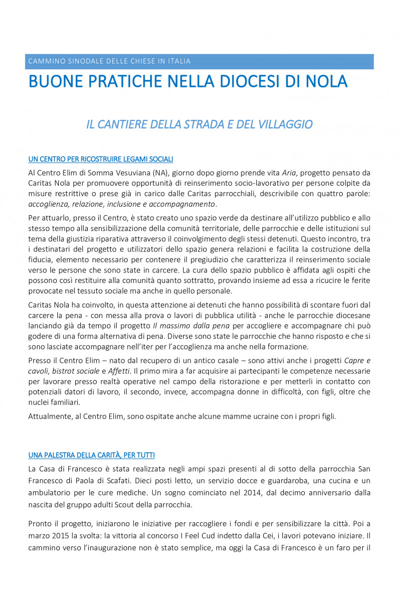 Le buone pratiche sinodali in diocesi