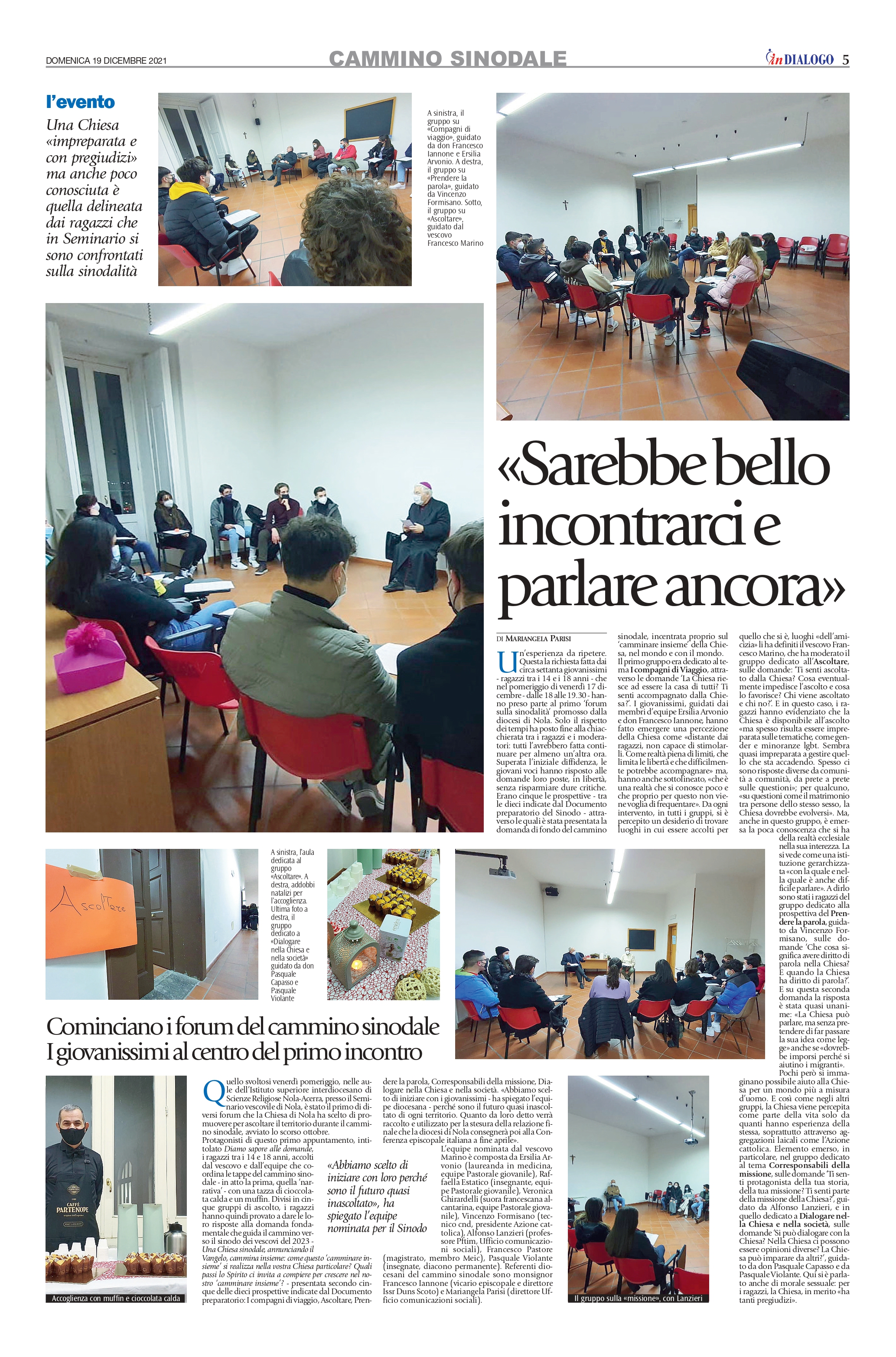 Primo forum sinodale, con i ragazzi. Il racconto del mensile diocesano inDialogo