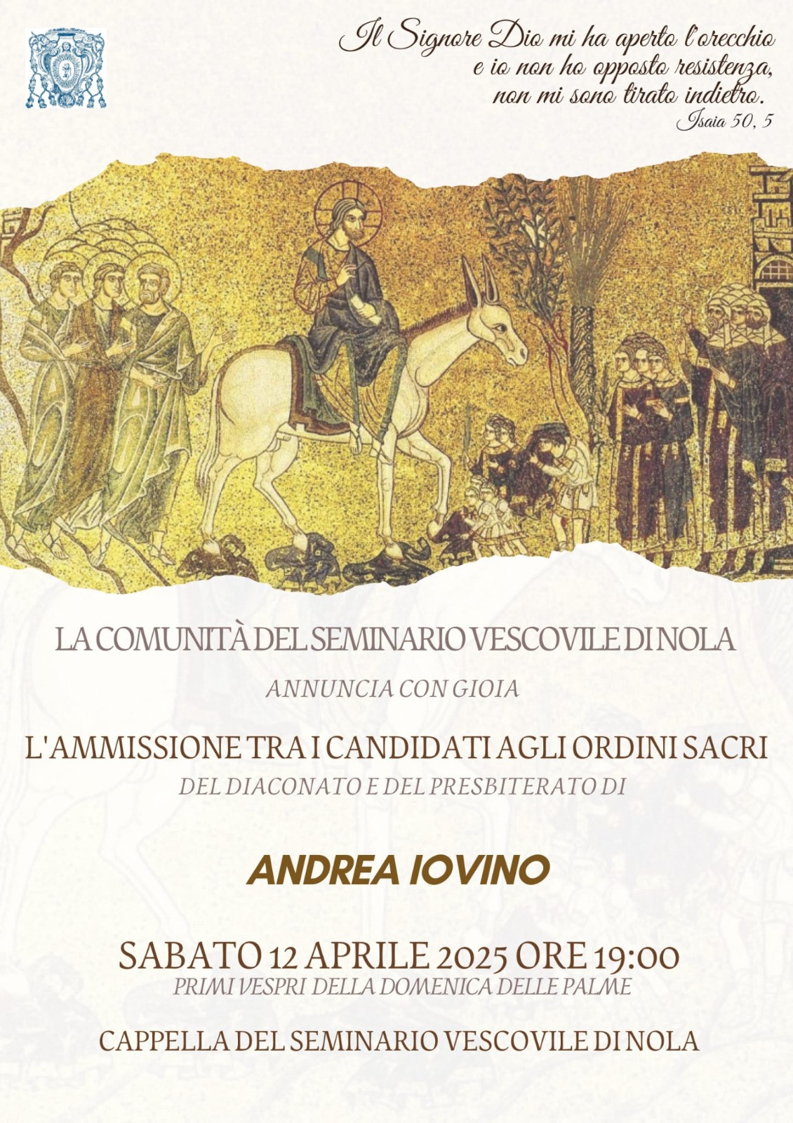 Ammissione agli ordini sacri di Andrea Iovino 